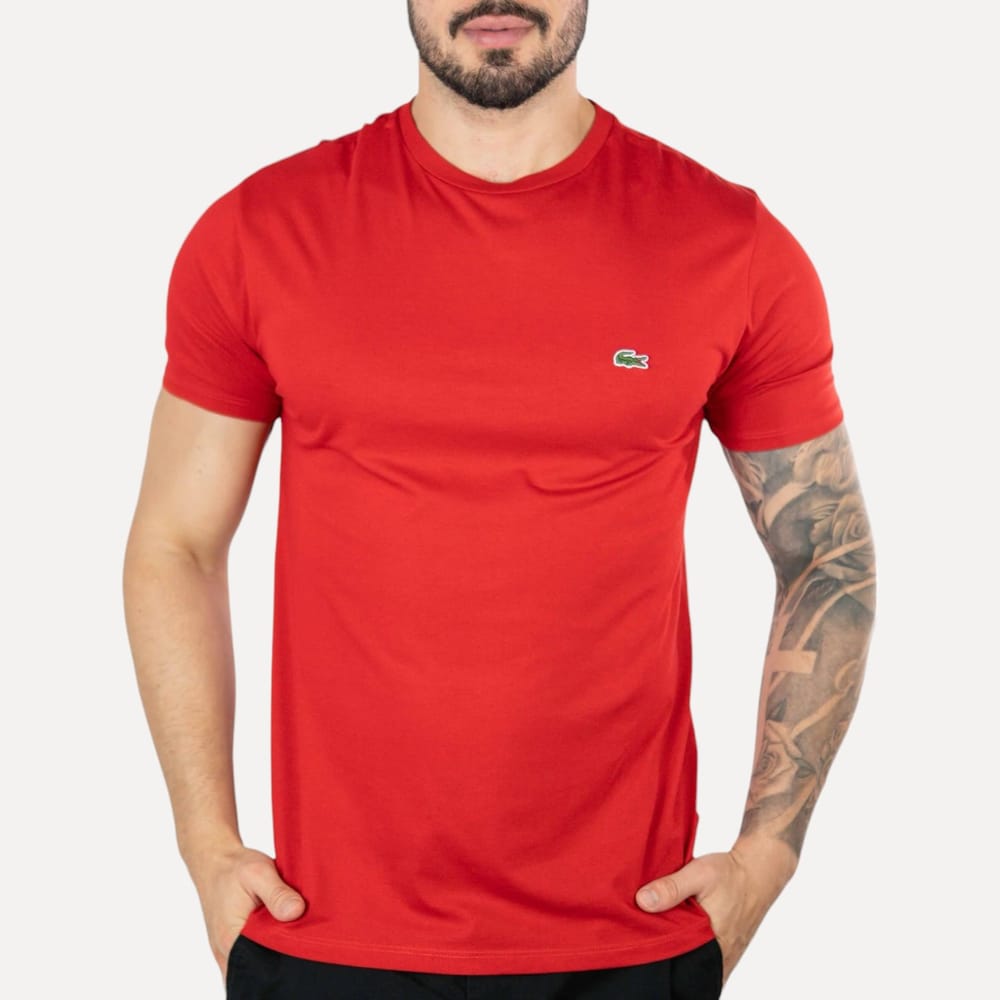 Camiseta Lacoste Algodão Pima Vermelha