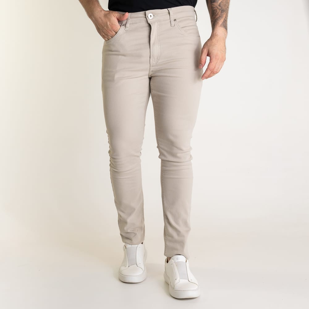 Calça Acostamento Sarja Skinny Khaki