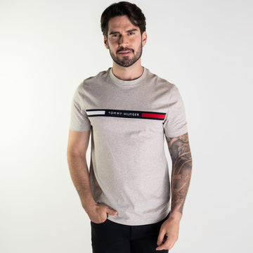 Camiseta Tommy Hilfiger Painel Bordado Cinza