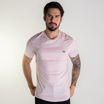 Camiseta Lacoste Algodão Pima Rosa Claro