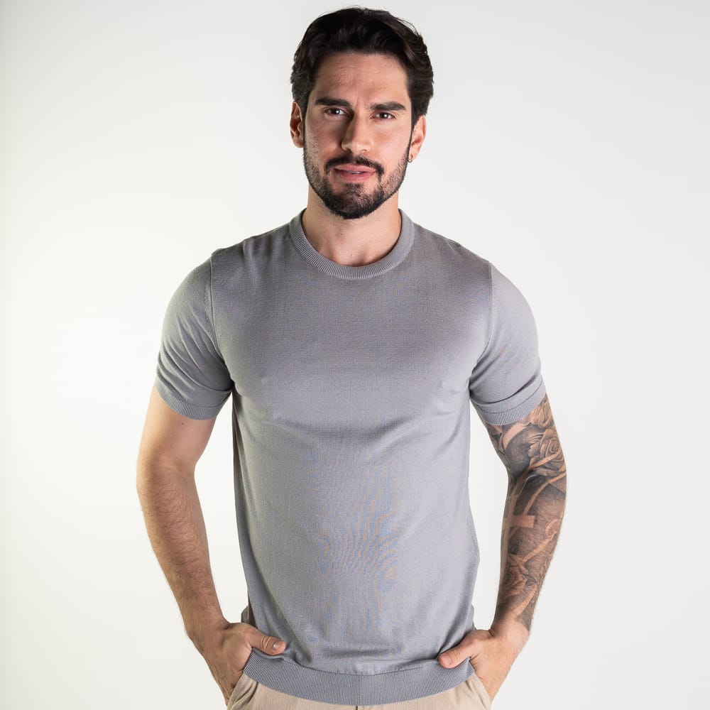 Camiseta Oficina Reserva Tricot Leve Cinza