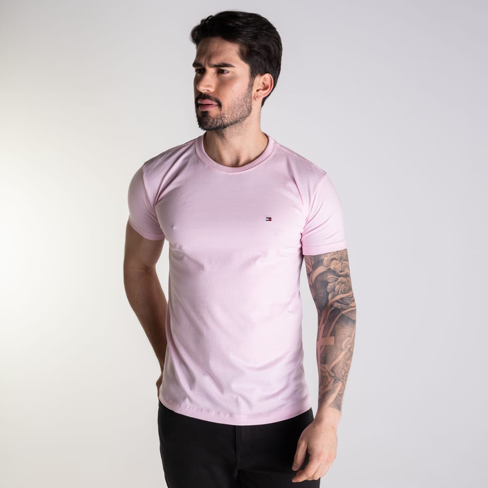 Camiseta Tommy Hilfiger Básica Rosa