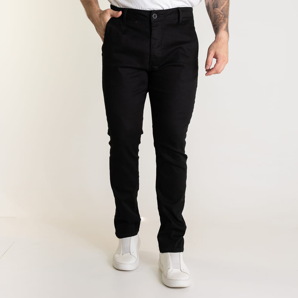 Calça Acostamento Elastano Skinny Black