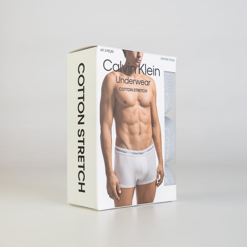 Pack 3 Cuecas Calvin Klein Monograma Suedine Cinza